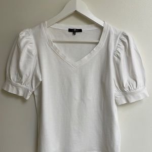 LIKE NEW! 7 For All Mankind. White Cotton Short Puff Sleeve T-Shirt. Size XS.
